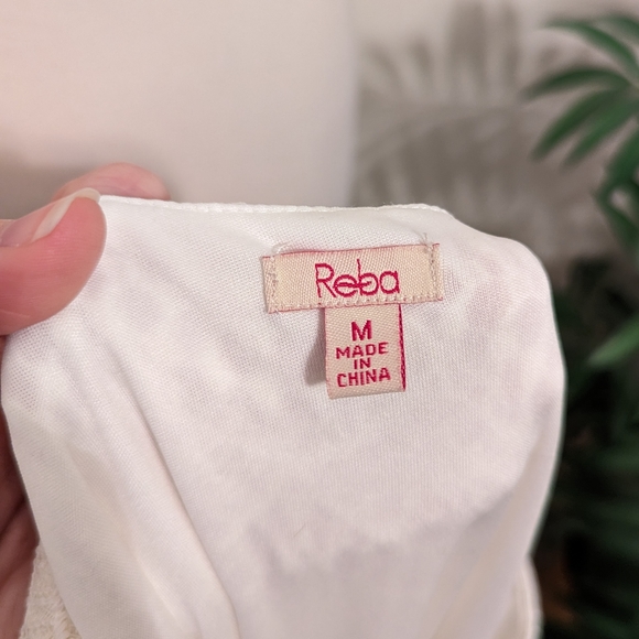 Reba Vintage Lace Boho Embroidered Beaded Cap Sleeve Midi Dress Cream Medium - Picture 8 of 8